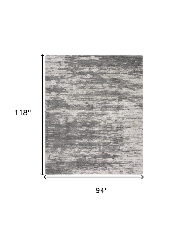 Homeroots 8' X 10' Charcoal And Ivory Abstract Shag Area Rug  Polyester 551269