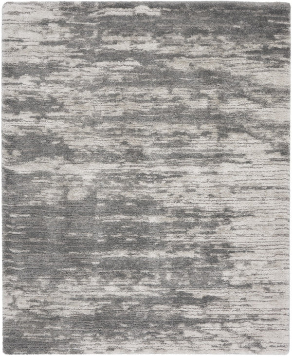 HomeRoots 4' Charcoal and Ivory Abstract Shag Area Rug - Soft, Stylish, Stain-Resistant for Modern Living Spaces 8' X 10' 551269