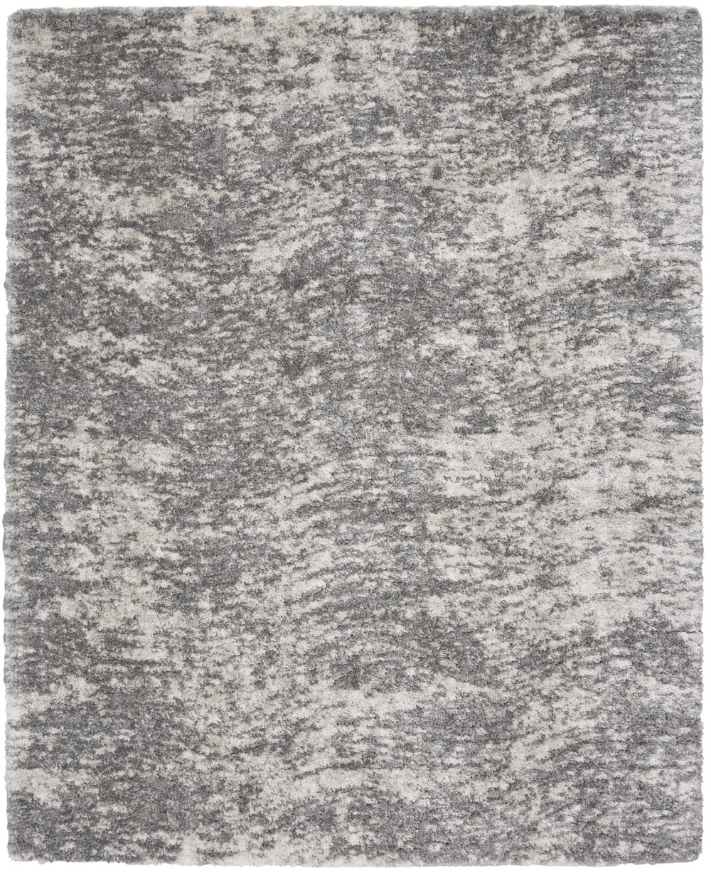 Homeroots 8' X 10' Charcoal And Ivory Abstract Shag Area Rug  Polyester 551270