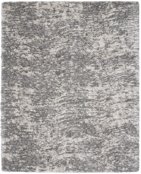 Homeroots 8' X 10' Charcoal And Ivory Abstract Shag Area Rug  Polyester 551270
