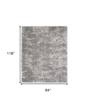 Homeroots 8' X 10' Charcoal And Ivory Abstract Shag Area Rug  Polyester 551270