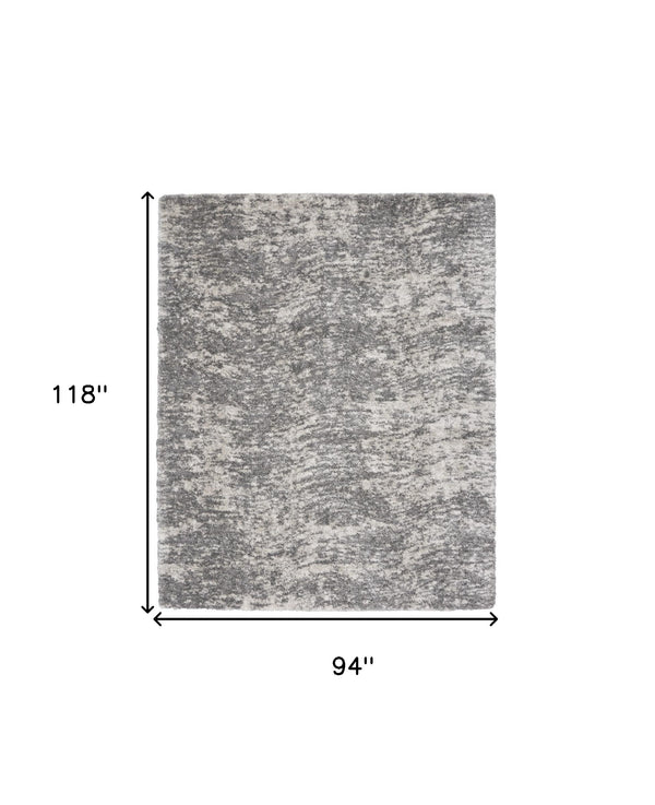 Homeroots 8' X 10' Charcoal And Ivory Abstract Shag Area Rug  Polyester 551270