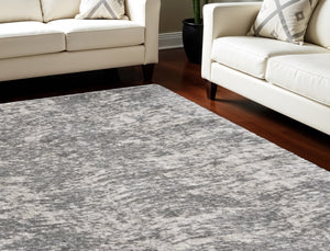 Homeroots 8' X 10' Charcoal And Ivory Abstract Shag Area Rug  Polyester 551270