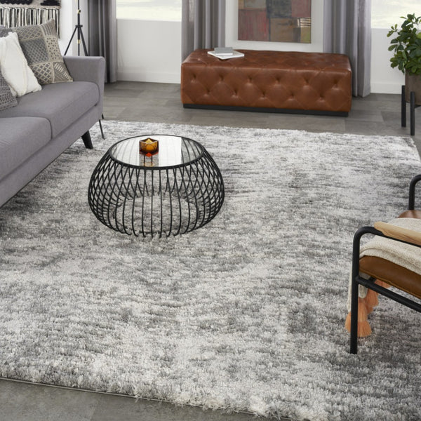 HomeRoots 4' Charcoal and Ivory Abstract Shag Area Rug - Plush, Modern Design for Cozy, Stylish Interiors 8' X 10' 551270
