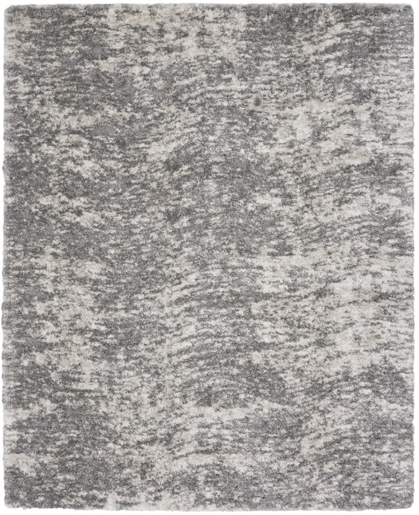 HomeRoots 4' Charcoal and Ivory Abstract Shag Area Rug - Plush, Modern Design for Cozy, Stylish Interiors 8' X 10' 551270