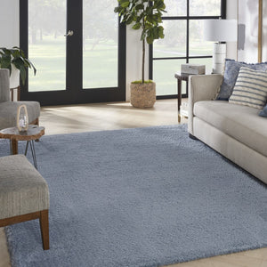HomeRoots 4' Plush Blue Shag Area Rug - Luxurious Softness, Stain Resistant, Perfect for Homes with Kids & Pets 8' X 10' 551271