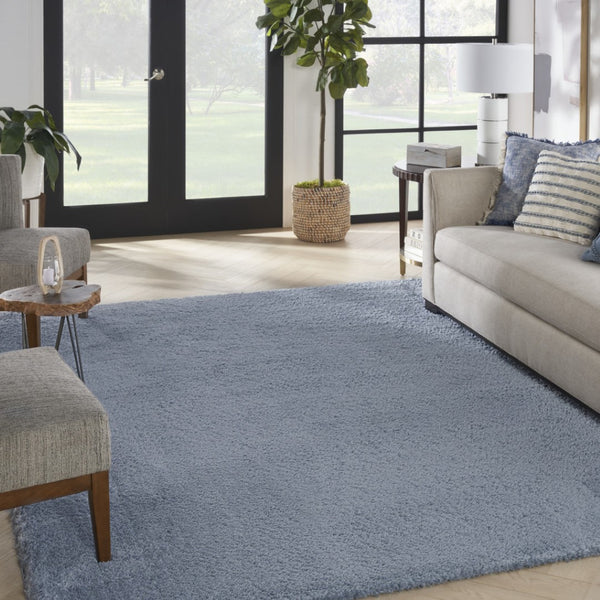 HomeRoots 4' Plush Blue Shag Area Rug - Luxurious Softness, Stain Resistant, Perfect for Homes with Kids & Pets 8' X 10' 551271