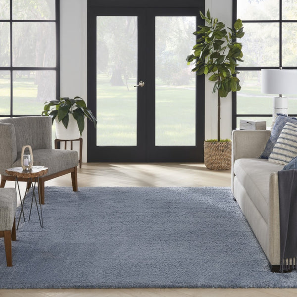 HomeRoots 4' Plush Blue Shag Area Rug - Luxurious Softness, Stain Resistant, Perfect for Homes with Kids & Pets 8' X 10' 551271