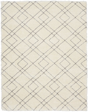 Homeroots 8' X 10' Ivory And Gray Geometric Shag Area Rug  Polyester 551272