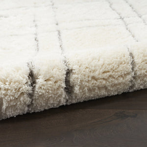 HomeRoots 5' Modern Ivory and Gray Geometric Shag Area Rug – Plush Comfort, Durable Design for Any Room 8' X 10' 551272