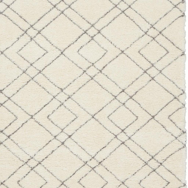 HomeRoots 5' Modern Ivory and Gray Geometric Shag Area Rug – Plush Comfort, Durable Design for Any Room 8' X 10' 551272