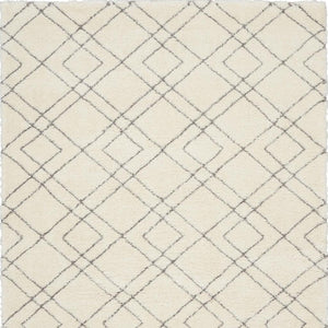HomeRoots 5' Modern Ivory and Gray Geometric Shag Area Rug – Plush Comfort, Durable Design for Any Room 8' X 10' 551272