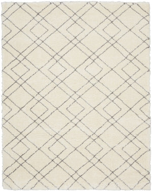 HomeRoots 5' Modern Ivory and Gray Geometric Shag Area Rug – Plush Comfort, Durable Design for Any Room 8' X 10' 551272