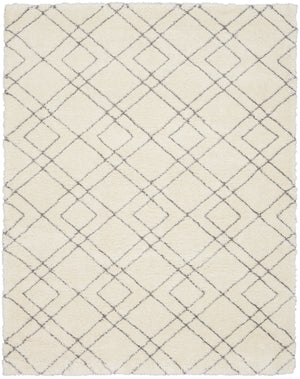 Homeroots 8' X 10' Ivory And Gray Geometric Shag Area Rug  Polyester 551272