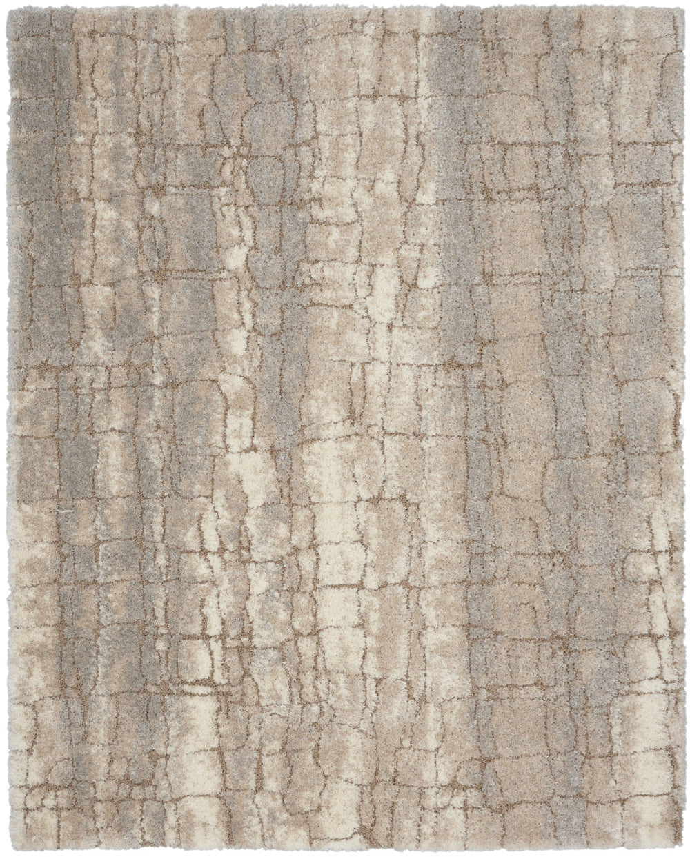 Homeroots 8' X 10' Beige Ivory And Gray Abstract Shag Area Rug  Polyester 551273