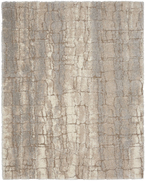 Homeroots 8' X 10' Beige Ivory And Gray Abstract Shag Area Rug  Polyester 551273