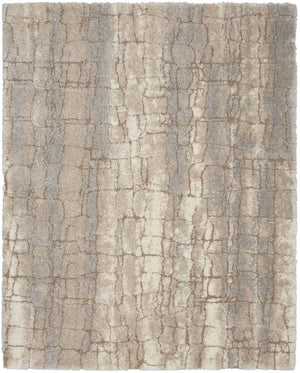 Homeroots 8' X 10' Beige Ivory And Gray Abstract Shag Area Rug  Polyester 551273