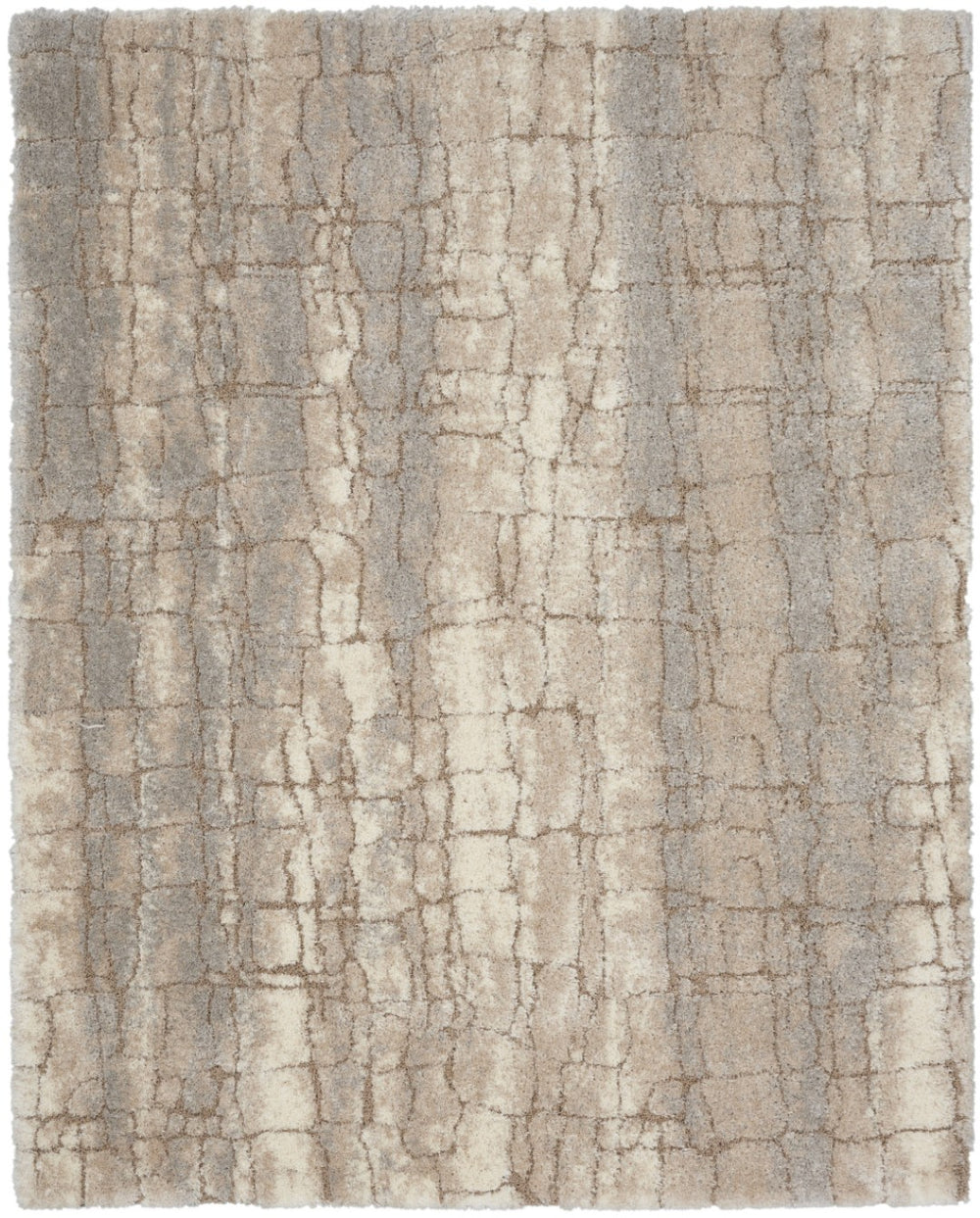 HomeRoots 5' Beige and Ivory Abstract Shag Area Rug - Luxurious, Cozy Texture Perfect for Any Room's Decor 8' X 10' 551273