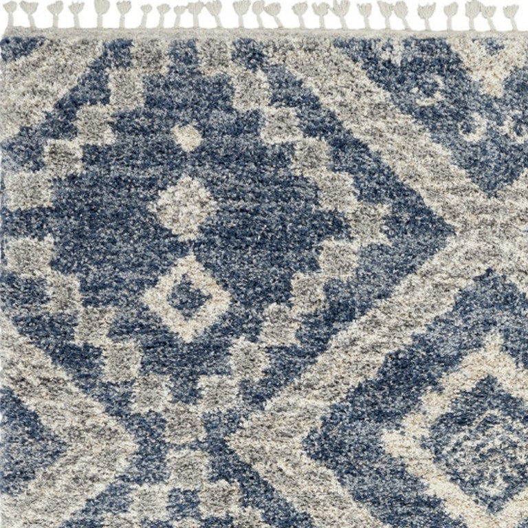 Geometric Shag Area Rug Plush Polypropylene Non-skid Backing for Living Room Floor Accent