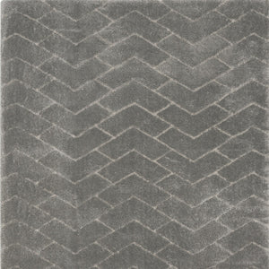 Homeroots 8' X 10' Gray And Light Gray Chevron Shag Area Rug  Polyester 551275