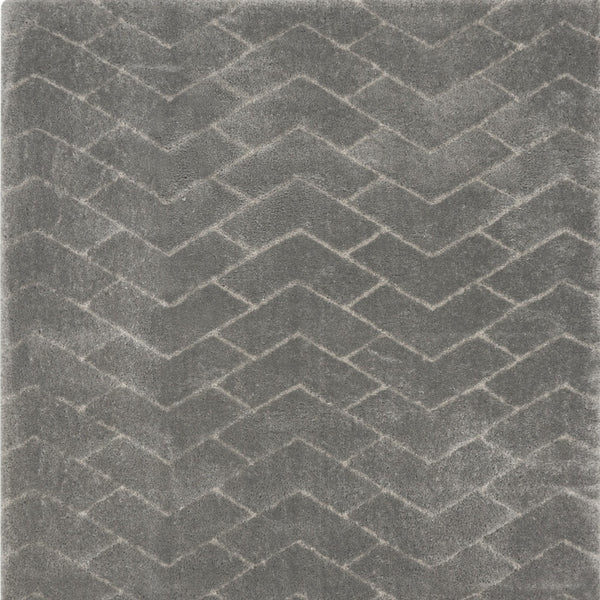 Homeroots 8' X 10' Gray And Light Gray Chevron Shag Area Rug  Polyester 551275