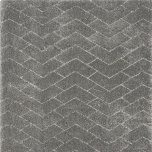 HomeRoots 5' Cozy Gray Chevron Shag Area Rug - Plush, Durable, Stain-Resistant Design for Modern Living Spaces 8' X 10' 551275
