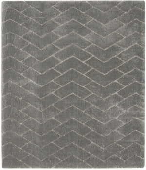 HomeRoots 5' Cozy Gray Chevron Shag Area Rug - Plush, Durable, Stain-Resistant Design for Modern Living Spaces 8' X 10' 551275