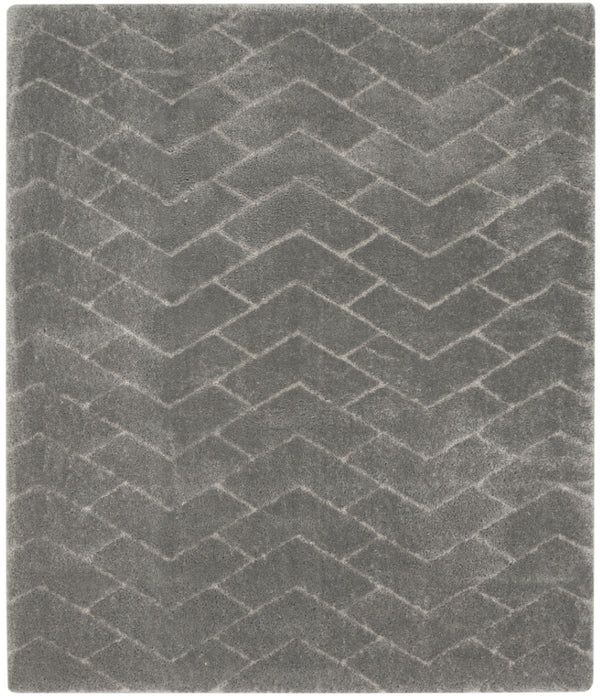 HomeRoots 5' Cozy Gray Chevron Shag Area Rug - Plush, Durable, Stain-Resistant Design for Modern Living Spaces 8' X 10' 551275