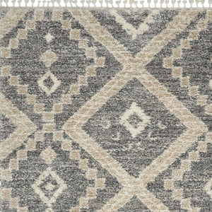 8 Foot by 11 Gray Geometric Shag Rug Plush Polypropylene Living Room Accent