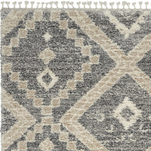 8 Foot by 11 Gray Geometric Shag Rug Plush Polypropylene Living Room Accent