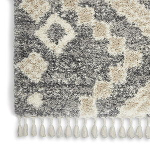 8 Foot by 11 Gray Geometric Shag Rug Plush Polypropylene Living Room Accent