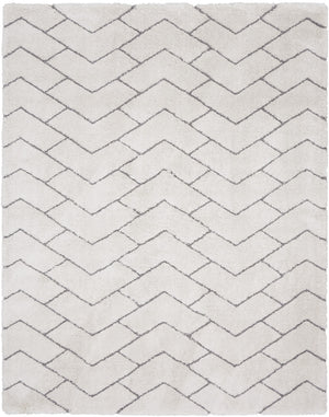 Homeroots 8' X 10' Ivory And Gray Chevron Shag Area Rug  Polyester 551280