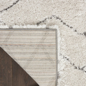 HomeRoots 5' Modern Ivory and Gray Chevron Shag Area Rug for Cozy Homes | Plush, Stylish, Stain-Resistant Design 8' X 10' 551280