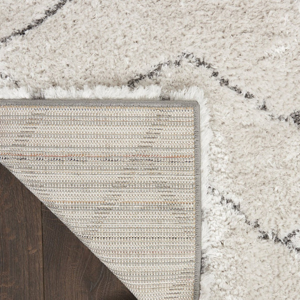 HomeRoots 5' Modern Ivory and Gray Chevron Shag Area Rug for Cozy Homes | Plush, Stylish, Stain-Resistant Design 8' X 10' 551280