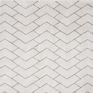 Homeroots 8' X 10' Ivory And Gray Chevron Shag Area Rug  Polyester 551280
