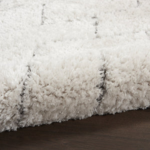 HomeRoots 5' Modern Ivory and Gray Chevron Shag Area Rug for Cozy Homes | Plush, Stylish, Stain-Resistant Design 8' X 10' 551280
