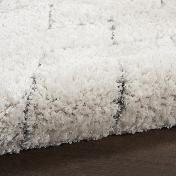 HomeRoots 5' Modern Ivory and Gray Chevron Shag Area Rug for Cozy Homes | Plush, Stylish, Stain-Resistant Design 8' X 10' 551280