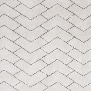 Homeroots 8' X 10' Ivory And Gray Chevron Shag Area Rug  Polyester 551280