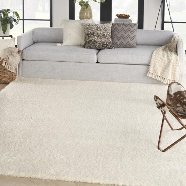 HomeRoots 4' Ivory Shag Area Rug - Luxuriously Soft, Durable & Versatile for Cozy Spaces, Kids & Pets Friendly 8' X 10' 551281