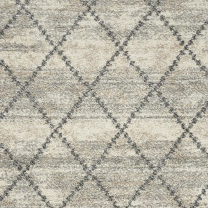 8 Ft X 11 Ft Ivory Gray Geometric High Pile Shag Rug for Living Rooms