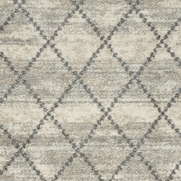 8 Ft X 11 Ft Ivory Gray Geometric High Pile Shag Rug for Living Rooms
