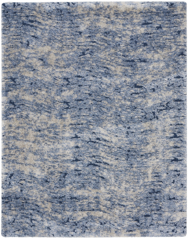 Homeroots 8' X 10' Sky Blue Abstract Shag Area Rug  Polyester 551285