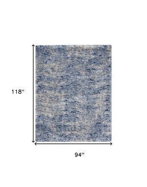 Homeroots 8' X 10' Sky Blue Abstract Shag Area Rug  Polyester 551285