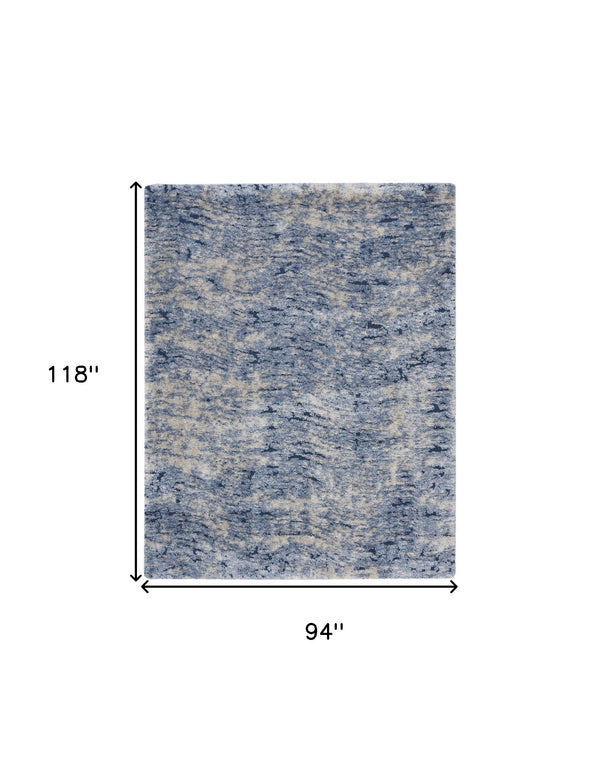 Homeroots 8' X 10' Sky Blue Abstract Shag Area Rug  Polyester 551285