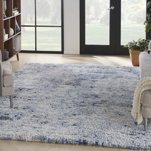 HomeRoots 5' Cozy Sky Blue Abstract Shag Area Rug – Plush, Stain-Resistant, Perfect for Modern Homes and Families 8' X 10' 551285