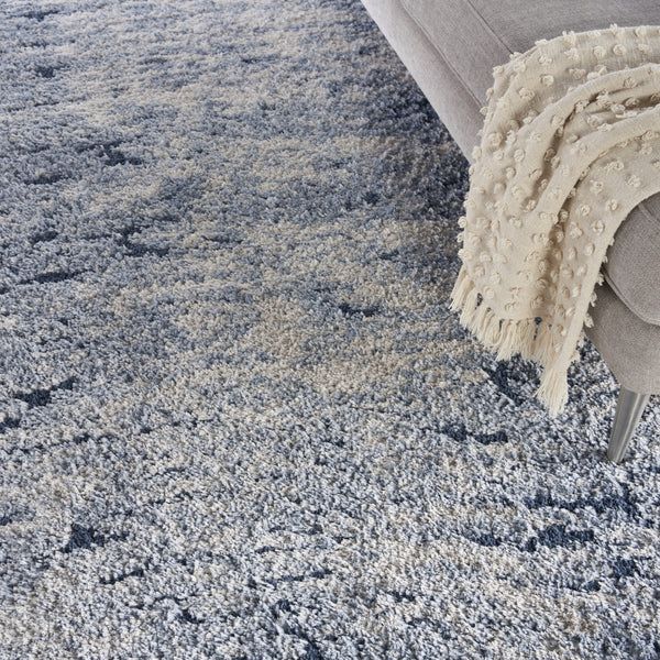 Homeroots 8' X 10' Sky Blue Abstract Shag Area Rug  Polyester 551285