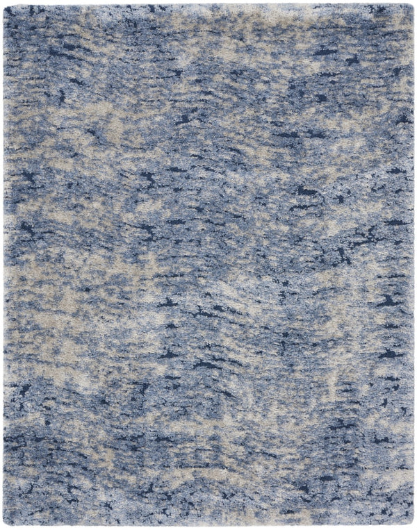 HomeRoots 5' Cozy Sky Blue Abstract Shag Area Rug – Plush, Stain-Resistant, Perfect for Modern Homes and Families 8' X 10' 551285