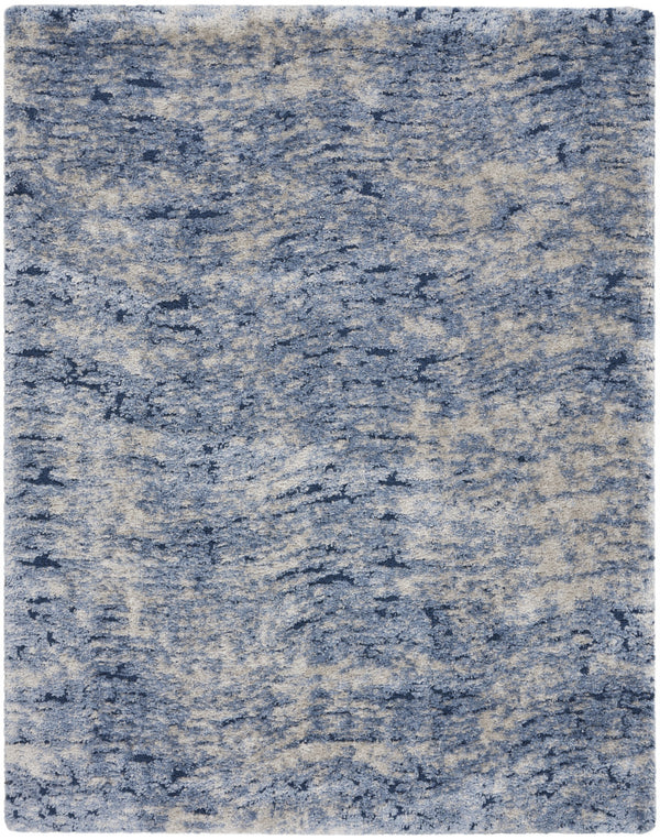 Homeroots 8' X 10' Sky Blue Abstract Shag Area Rug  Polyester 551285