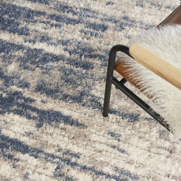 HomeRoots 5' Abstract Shag Area Rug in Light Blue, Gray & Beige - Plush, Durable, Stain-Resistant, Modern Style 8' X 10' 551286