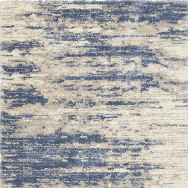 HomeRoots 5' Abstract Shag Area Rug in Light Blue, Gray & Beige - Plush, Durable, Stain-Resistant, Modern Style 8' X 10' 551286